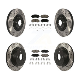Front Rear Coated Drill Slot Disc Brake Rotors Ceramic Pad Kit For Nissan Maxima