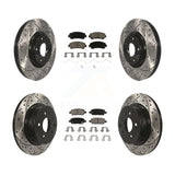 Front Rear Coated Drill Slot Disc Brake Rotors Ceramic Pad Kit For Nissan Maxima