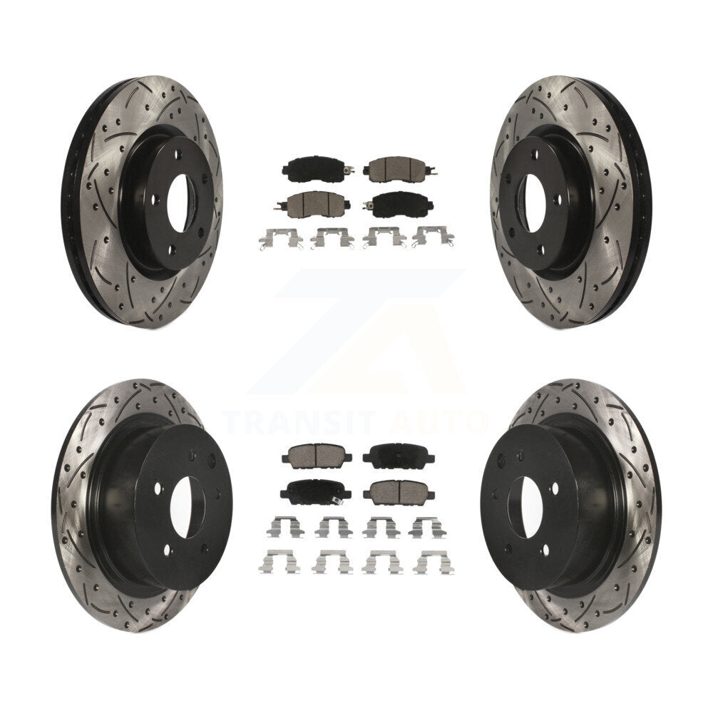 Front Rear Coated Drill Slot Disc Brake Rotors Ceramic Pad Kit For Nissan Altima