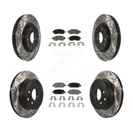 Front Rear Coated Drilled Slot Disc Brake Rotors Ceramic Pad Kit For Nissan LEAF