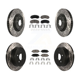 Front Rear Coat Drill Slot Disc Brake Rotor Ceramic Pad Kit For INFINITI Q50 Q60