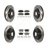 Front Rear Coated Drilled Slot Disc Brake Rotor Ceramic Pad Kit For Honda Accord