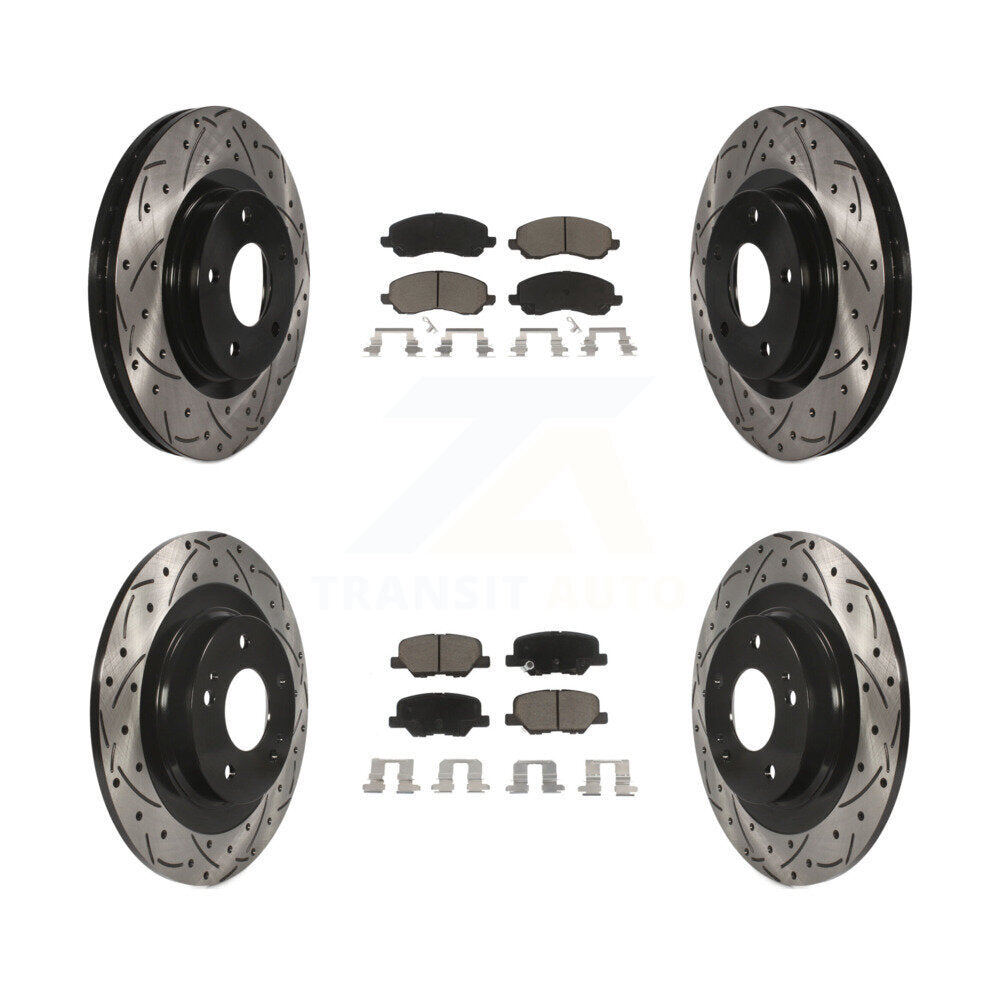Front Rear Drill Slot Brake Rotor Ceramic Pad Kit For Mitsubishi Outlander Sport