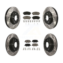 Charger l'image dans la galerie, Front Rear Coated Drilled Slotted Disc Brake Rotor &amp; Ceramic Pad Kit For Mazda 6