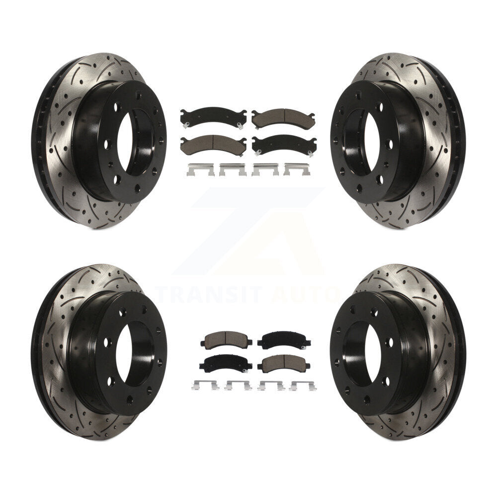 Front Rear Drill Slot Brake Rotor Ceramic Pad Kit For Chevrolet Express 2500 GMC