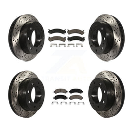 Front Rear Drill Slot Brake Rotor Ceramic Pad Kit For Chevrolet Express 2500 GMC