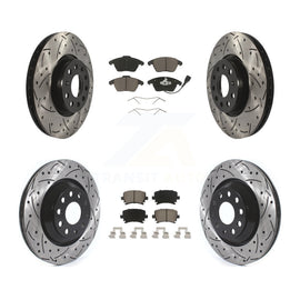 Front Rear Drill Slot Disc Brake Rotors Ceramic Pad Kit For Volkswagen Passat CC