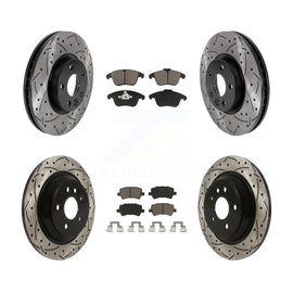 Front Rear Coated Drilled Slotted Disc Brake Rotor Ceramic Pad Kit For Volvo S60