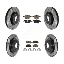 Front Rear Drilled Slot Brake Rotors Ceramic Pad Kit For Land Rover Range Evoque