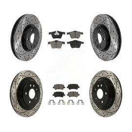 Front Rear Coated Drilled Slotted Disc Brake Rotor Ceramic Pad Kit For Volvo V70