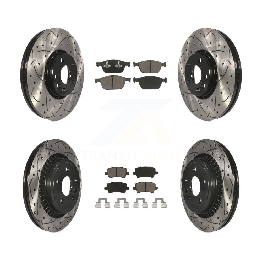 [Front+Rear] 2010-2015 Volvo XC60 Performance Drilled & Slotted Brake Rotor & Ceramic Pads Kit For Max Braking