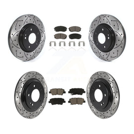 Front Rear Coated Drilled Slot Disc Brake Rotor & Ceramic Pad Kit For Kia Optima