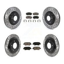 Load image into Gallery viewer, Front Rear Coated Drilled Slot Disc Brake Rotor &amp; Ceramic Pad Kit For Kia Optima