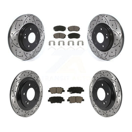 Front Rear Coated Drilled Slot Disc Brake Rotor & Ceramic Pad Kit For Kia Optima