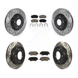 [Front+Rear] 2021-2022 Kia Forte 1.6L Performance Drilled & Slotted Brake Rotor & Ceramic Pads Kit For Max Braking