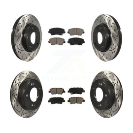 Front Rear Drilled Slot Brake Rotor Ceramic Pad Kit For Hyundai Veloster Elantra