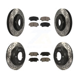 Front Rear Drilled Slot Brake Rotor Ceramic Pad Kit For Hyundai Veloster Tech SE