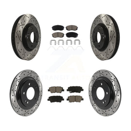 [Front+Rear] 2017-2019 Kia Soul EV Performance Drilled & Slotted Brake Rotor & Ceramic Pads Kit For Max Braking