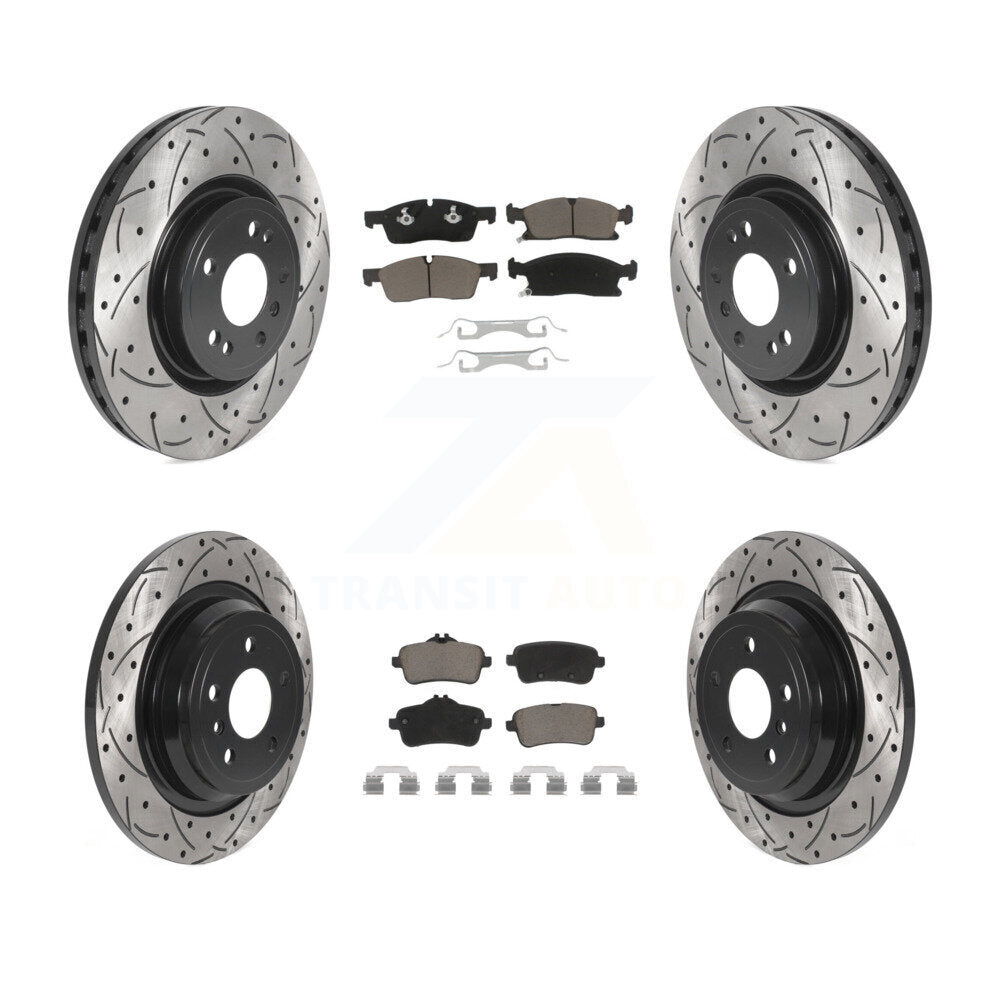 Front Rear Drill Slot Brake Rotor Ceramic Pad Kit For Mercedes-Benz ML350 GLE350