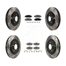 Load image into Gallery viewer, Front Rear Coated Drilled Slot Disc Brake Rotor Ceramic Pad Kit For Ford Mustang