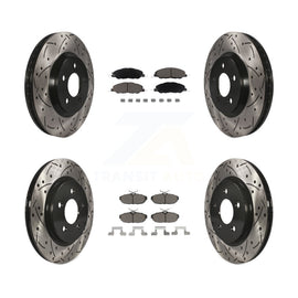 Front Rear Coated Drilled Slot Disc Brake Rotor Ceramic Pad Kit For Ford Mustang