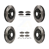 Front Rear Coated Drilled Slot Disc Brake Rotor Ceramic Pad Kit For Ford Mustang