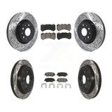 Front Rear Coated Drilled Slot Disc Brake Rotor Ceramic Pad Kit For Cadillac CTS