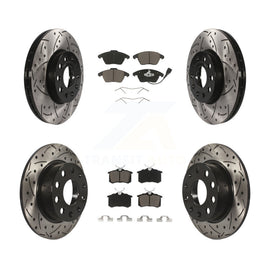 Front Rear Drilled Slot Brake Rotors Ceramic Pad Kit For Volkswagen Jetta Beetle
