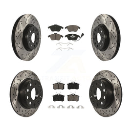 Front Rear Drilled Slot Brake Rotors Ceramic Pad Kit For Volkswagen Jetta Beetle