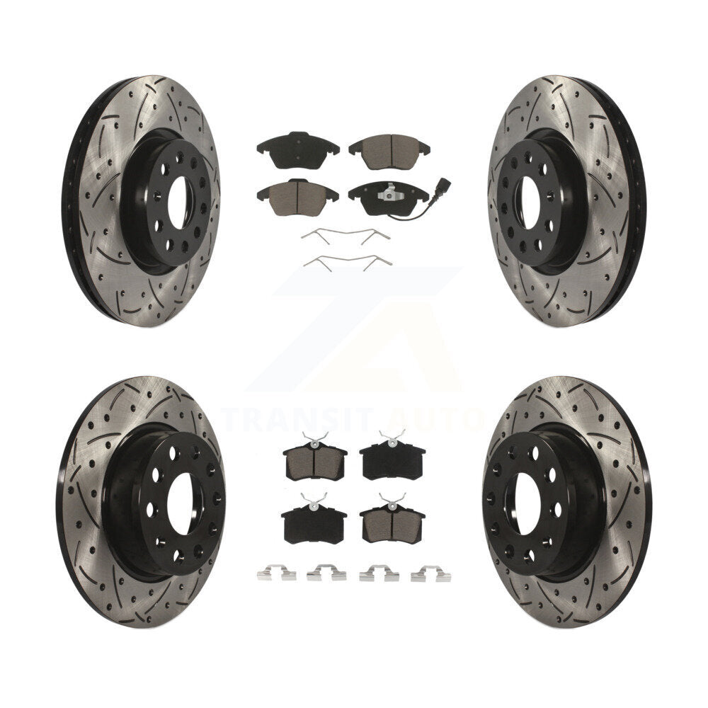 Front Rear Drilled Slot Disc Brake Rotor & Ceramic Pad Kit For Volkswagen Beetle