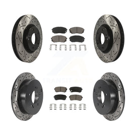 Front Rear Drilled Slot Disc Brake Rotors Ceramic Pad Kit For Hyundai Tucson Kia