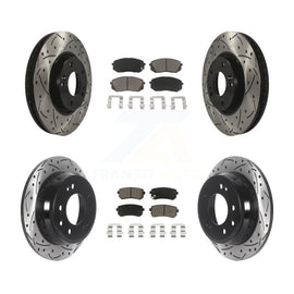 Front Rear Drill Slot Disc Brake Rotors Ceramic Pad Kit For Kia Sportage Hyundai