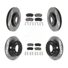 Front Rear Coated Drill Slot Disc Brake Rotor Ceramic Pad Kit For Hyundai Tucson