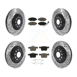Front Rear Drill Slot Brake Rotors Ceramic Pad Kit For Audi Volkswagen Golf R S3