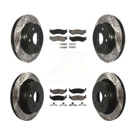Front Rear Coated Drill Slot Disc Brake Rotor Ceramic Pad Kit For Dodge Ram 1500