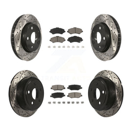 Front Rear Coat Drill Slot Disc Brake Rotor Ceramic Pad Kit For Jeep Wrangler JK