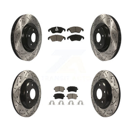 Front Rear Coated Drilled Slotted Disc Brake Rotor & Ceramic Pad Kit For Audi Q5