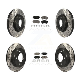 Front Rear Drill Slot Brake Rotor Ceramic Pad Kit For 17-20 Hyundai Elantra 2.0L