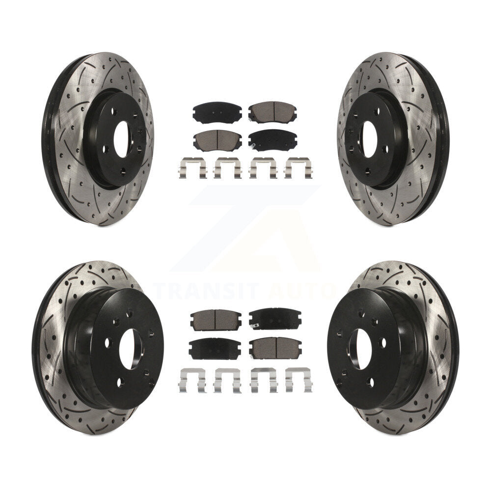 Front Rear Drill Slot Disc Brake Rotor Ceramic Pad Kit For Chevrolet Equinox GMC