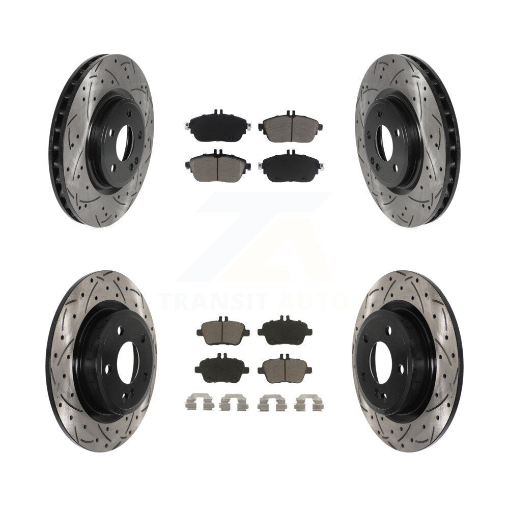 Front Rear Drill Slot Brake Rotors Ceramic Pad Kit For Mercedes-Benz GLA250 QX30