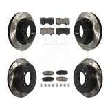 Front Rear Drill Slot Brake Rotor Ceramic Pad Kit For Toyota Tundra Sequoia Land