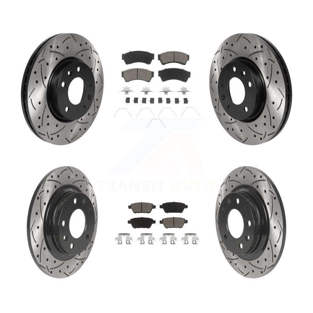 Front Rear Drilled Slot Brake Rotors Ceramic Pad Kit For Ford Fusion Mazda 6 MKZ