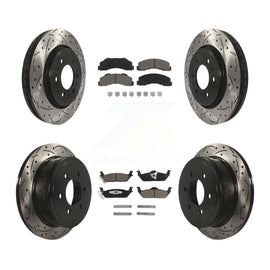 Front Rear Coated Drilled Slot Disc Brake Rotor & Ceramic Pad Kit For Ford F-150
