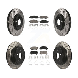 Front Rear Drill Slot Brake Rotors Ceramic Pad Kit For Honda Pilot Acura MDX ZDX