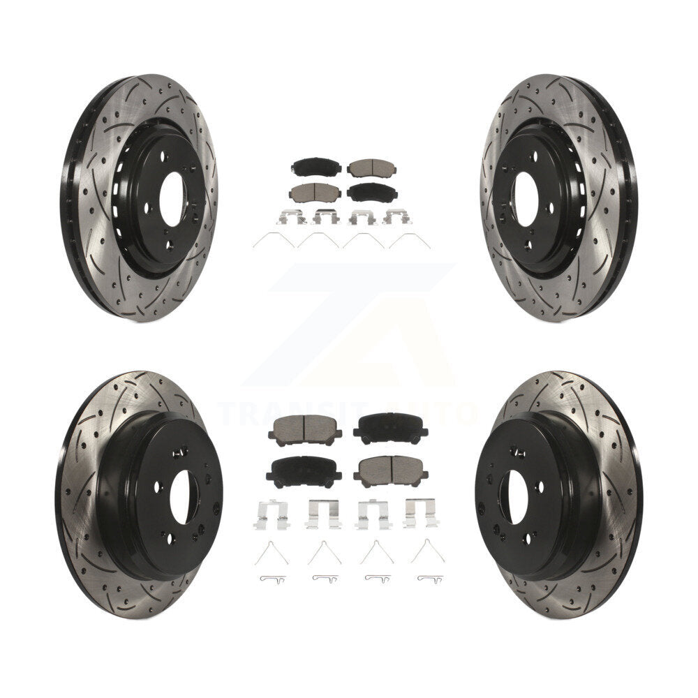 [Front+Rear] 2015-2017 Honda Odyssey Performance Drilled & Slotted Brake Rotor & Ceramic Pads Kit For Max Braking