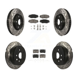 Front Rear Coated Drilled Slot Disc Brake Rotors Ceramic Pad Kit For Lexus IS250
