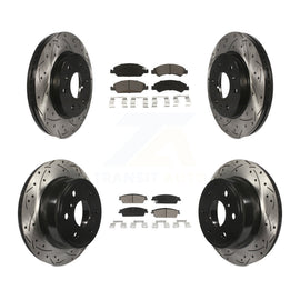 Front Rear Drilled Slot Brake Rotor Ceramic Pad Kit For Chevrolet Silverado 1500