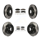 Front Rear Drilled Slot Brake Rotor Ceramic Pad Kit For Chevrolet Silverado 1500