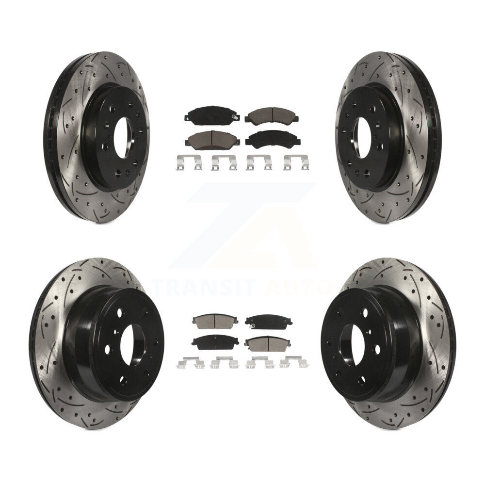 Front Rear Drilled Slot Brake Rotor Ceramic Pad Kit For Chevrolet Tahoe GMC 1500