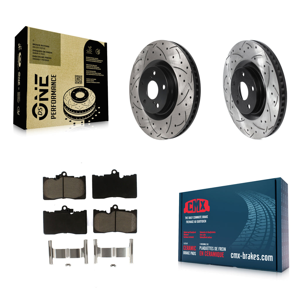Front Drilled Slot Brake Rotor Ceramic Pad Kit For Lexus GS350 IS300 IS350 RC350